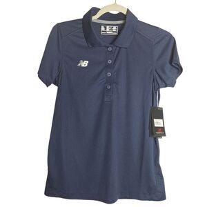 NWT New Balance Navy Polo Shirt Athletic Moisture Wicking Golf Small Womens